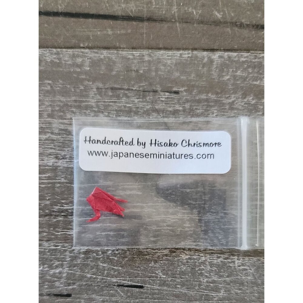 Handcrafted Origami Crane Miniature By Hisako Chrismore - Red‎ Paper - 0.5 Inch